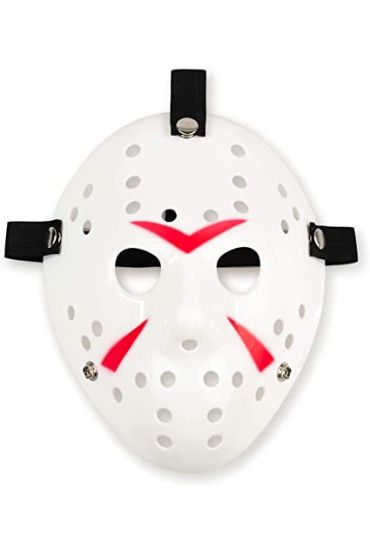 Beyaz Renk Kırmızı Çizgili Tam Yüz Hokey Jason Maskesi Hannibal Maskesi  