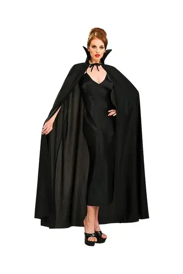 Siyah Renk Yakalı Halloween Pelerini 120 cm  