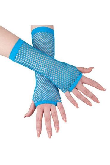 Uzun File Örgü Eldiven Turkuaz Renk  
