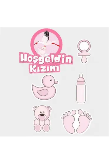 Hoşgeldin Kızım Baby Shower Sticker Etiket Seti 6 Adet  