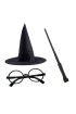 Harry Potter Siyah Şapkası Harry Potter Gözlüğü Harry Potter Asası 3 lü Set  