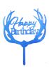 Happy Birthday Yazılı Pasta Süslemesi Kek Çubuğu Mavi Renk 13 cm  