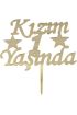 Kızım 1 Yaşında İlk Yaş Doğum Günü Partisi Pleksi Pasta Süsü Altın Renk  
