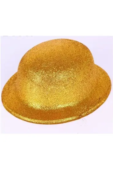 Altın Renk Yuvarlak Simli Plastik Parti Şapkası  