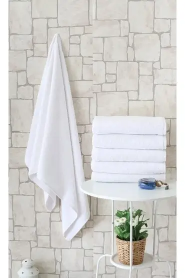 Otel Tipi 6'lı 70x140 Banyo Havlusu Beyaz