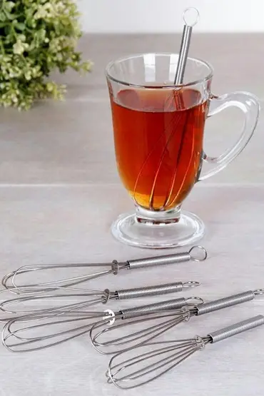 6 lı Çay Kaşığı - Yaylı Çırpıcı Şeklinde Karıştırıcı  