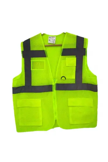 Fileli Cepli Reflektörlü İkaz Yeleği - Mühendis ( XL beden) - Sarı  