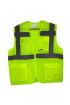 Fileli Cepli Reflektörlü İkaz Yeleği - Mühendis ( XXL beden) - Sarı  