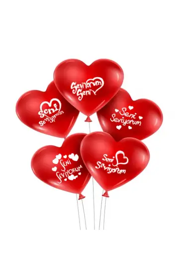 Seni Seviyorum Yazılı 50 li Kalp Balon  
