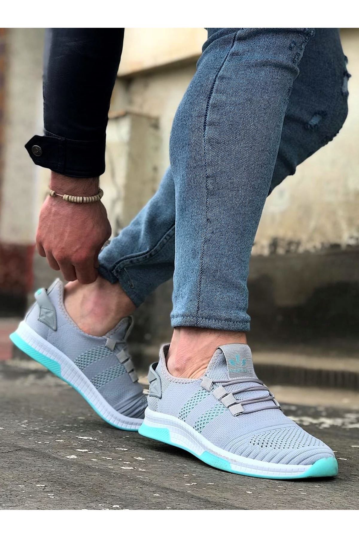 741 - Gri Yesil Erkek Spor Ayakkabı