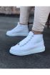  741 - Beyaz Bağcıklı Sneakers  Yarım Bilek Bot