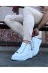  741 - Beyaz Bağcıklı Sneakers  Yarım Bilek Bot