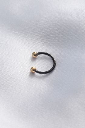  741 -  316L Cerrahi Çelik Siyah Renk Halka Gold Renk Minimal Uçlu Halka Piercing