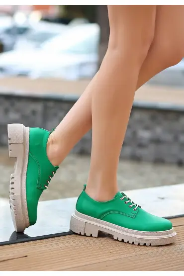  741 - Yeşil Cilt Bağcıklı Ayakkabı