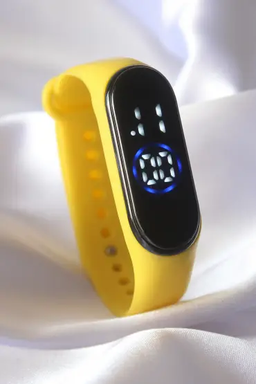  741 -  Sarı Renk Silikon Kordon Led Dokunmatik Saat