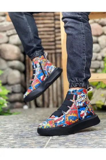  946 Bantlı Erkek Yüksek Taban Popart Model Spor Bot