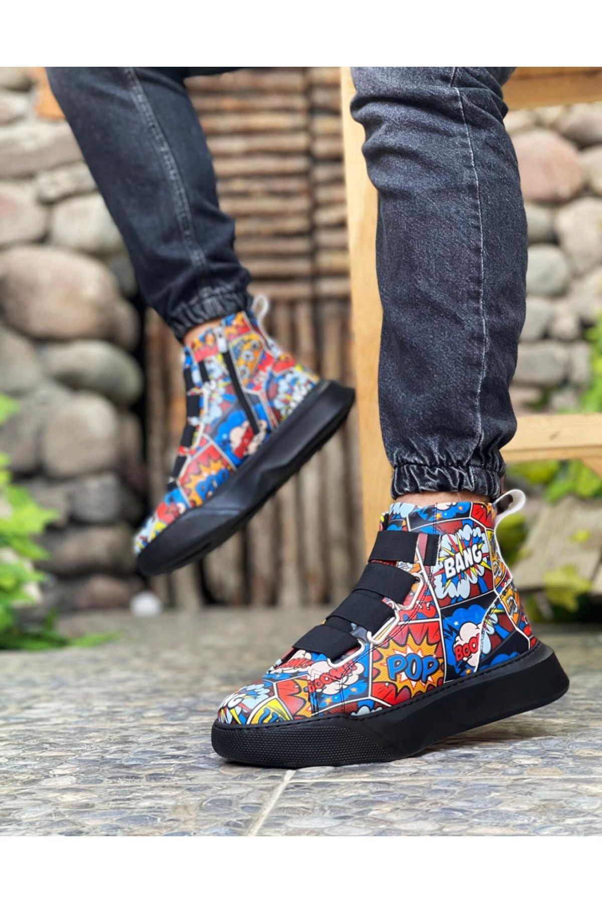946 Bantlı Erkek Yüksek Taban Popart Model Spor Bot