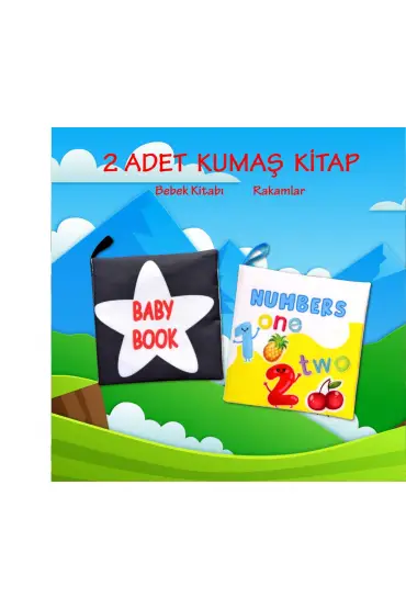  247 2 Kitap  İngilizce Siyah Beyaz Bebek ve Rakamlar Kumaş Sessiz Kitap