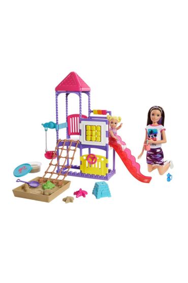  505 Barbie Bebek Bakıcısı Skipper ve Oyun Parkındaki Bebekleri Seti