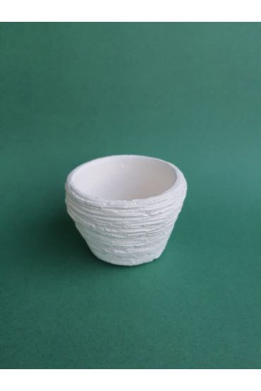  846 Hasır Görünümlü Yuvarlak Sukulent Beton Saksısı