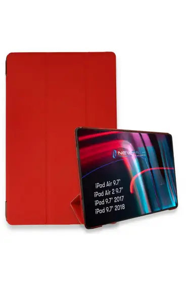  192 İpad 9.7 (2017) Kılıf Tablet Smart Kılıf - Ürün Rengi : Kırmızı