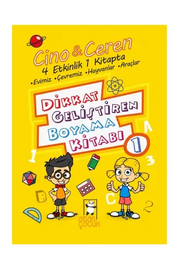 Cino İle Ceren Dikkat Geliştiren Boyama Kitabı 1. Kitap - 4 Etkinlik 1 Arada