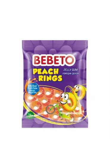 Bebeto Jelibon Peach Rings Yumuşak Şeker x 12 Adet  