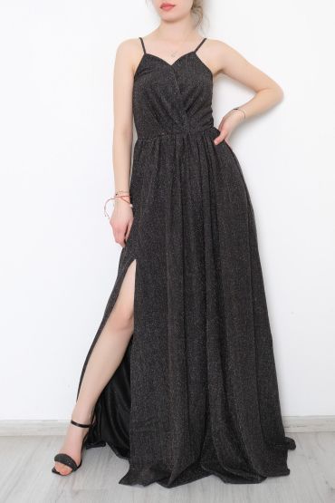 Simli Abiye Füme Elbise