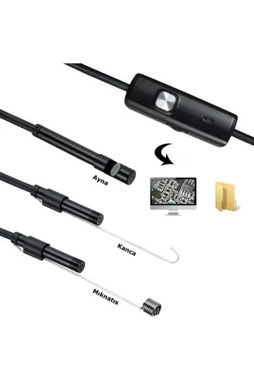 Endoskop 3 in 1 Yılan Kamera USB Micro Usb Type-C 10M Sert Kablo