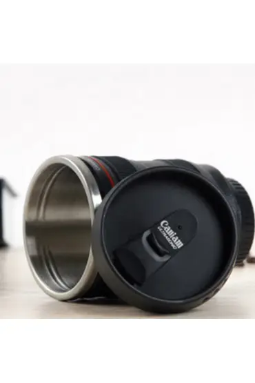 çelik Objektif Lens Tasarımlı Kupa Bardak