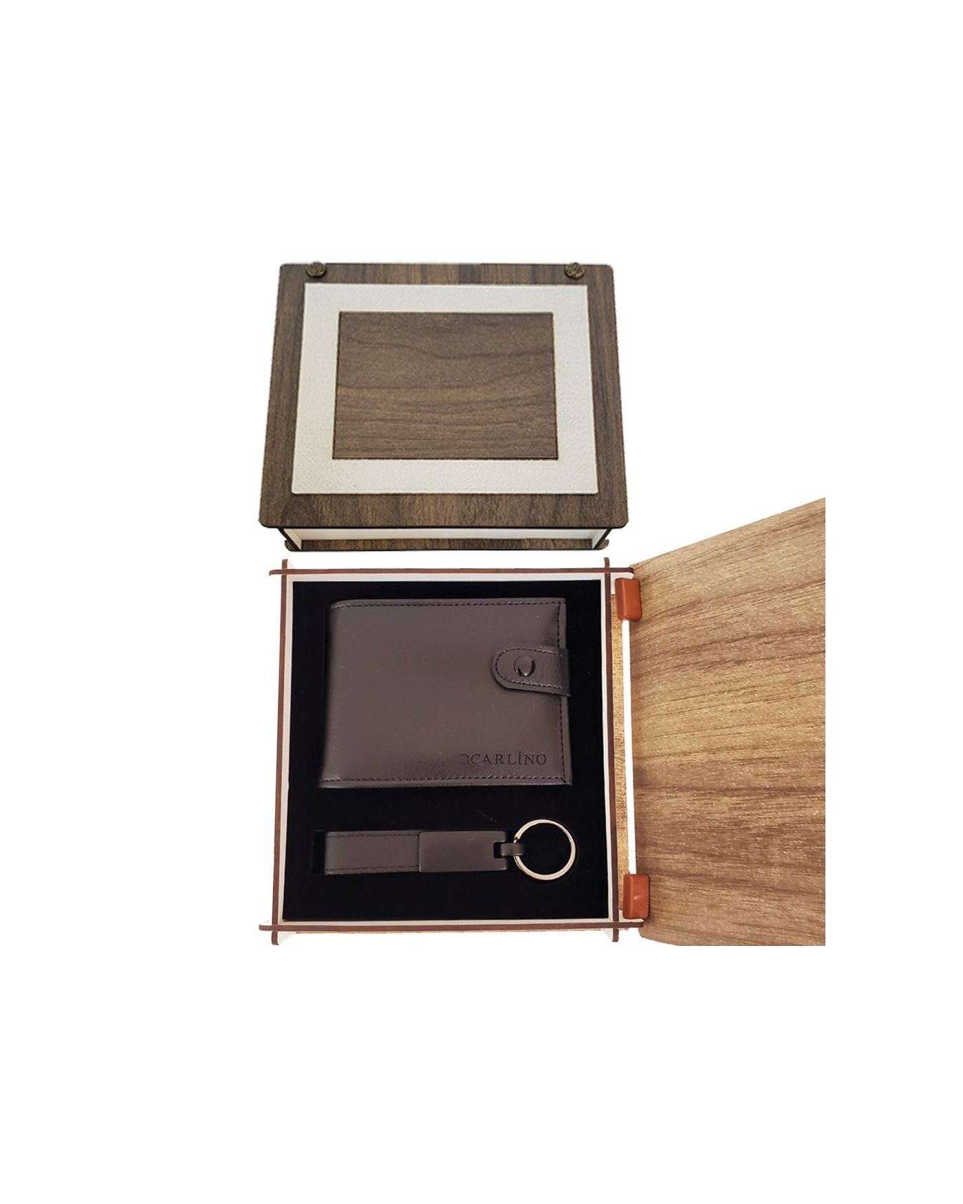 Ahşap Kutulu Deri Cüzdan Anahtarlık Set