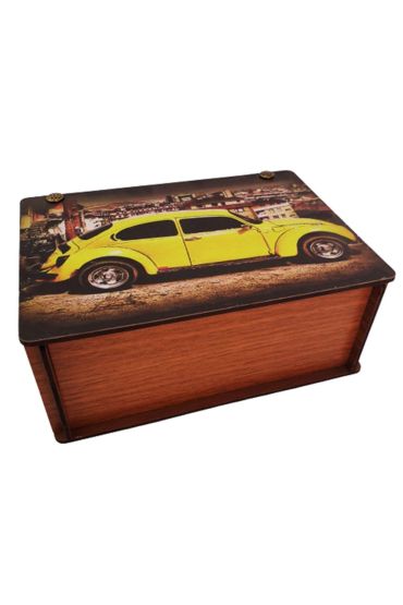 Ahşap Sarı Vosvos Baskılı Kutu