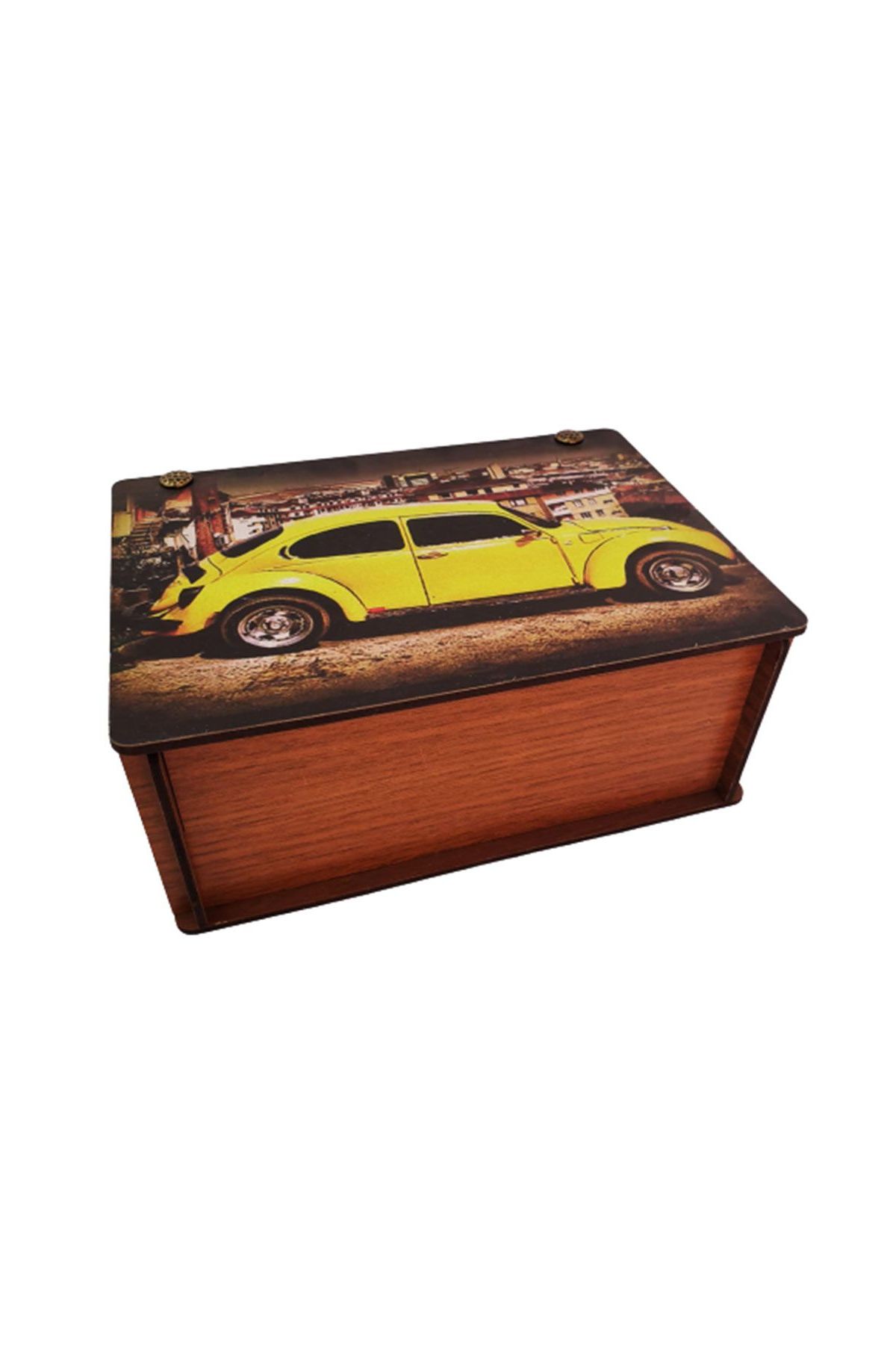 Ahşap Sarı Vosvos Baskılı Kutu