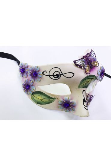 Yaprak Modelli Kelebek İşlemeli Yılbaşı Parti Maskesi Mor Renk