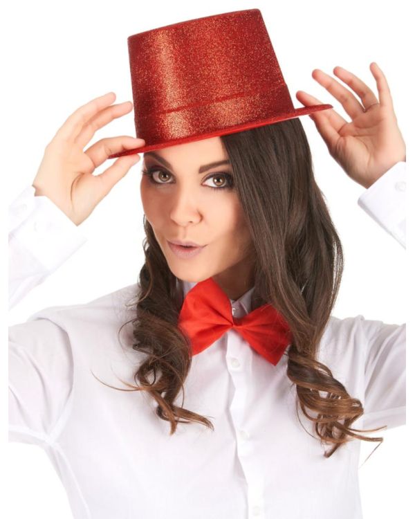 Kırmızı Renk Uzun Plastik Simli Parti Şapkası