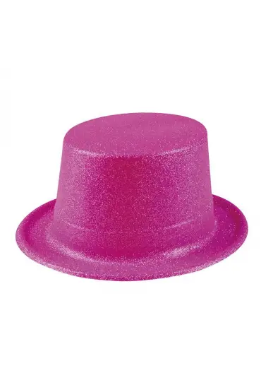 Pembe Renk Uzun Plastik Simli Parti Şapkası