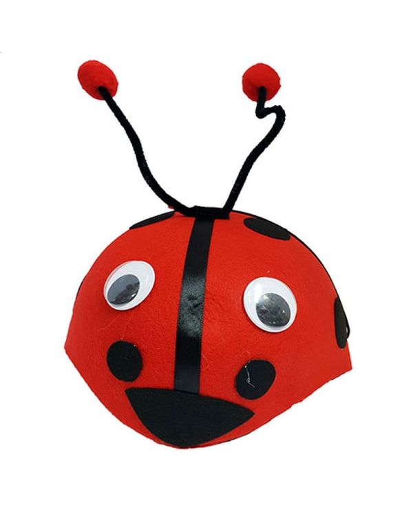 Gösteriler İçin Ponponlu Kırmızı Renk Uğur Böceği Hayvan Şapkası