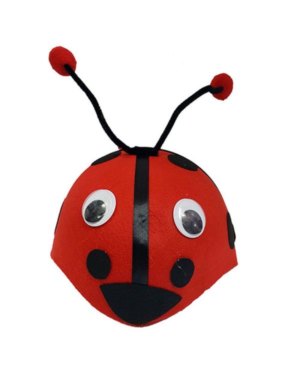 Gösteriler İçin Ponponlu Kırmızı Renk Uğur Böceği Hayvan Şapkası