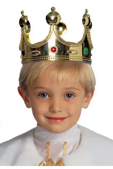 Plastik Kral Tacı Altın Renk Çocuk Boy