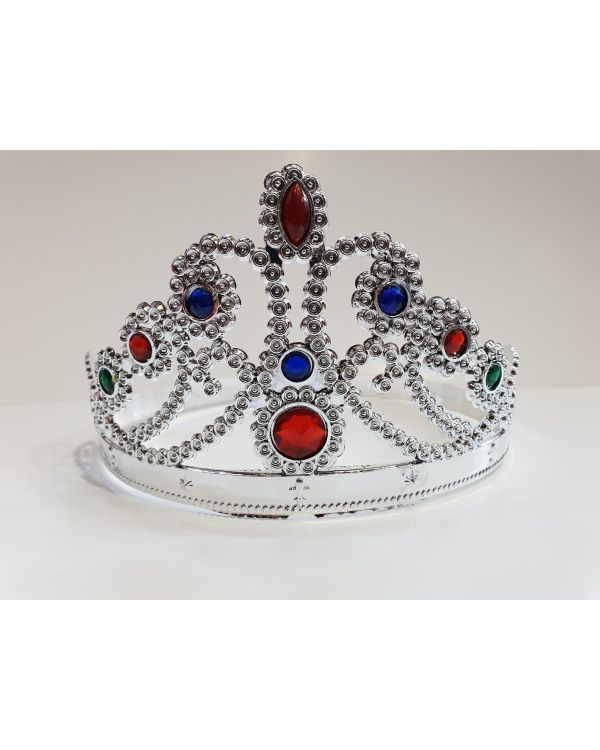 Gümüş Renk Plastik Prenses Tacı Kraliçe Tacı 60 cm