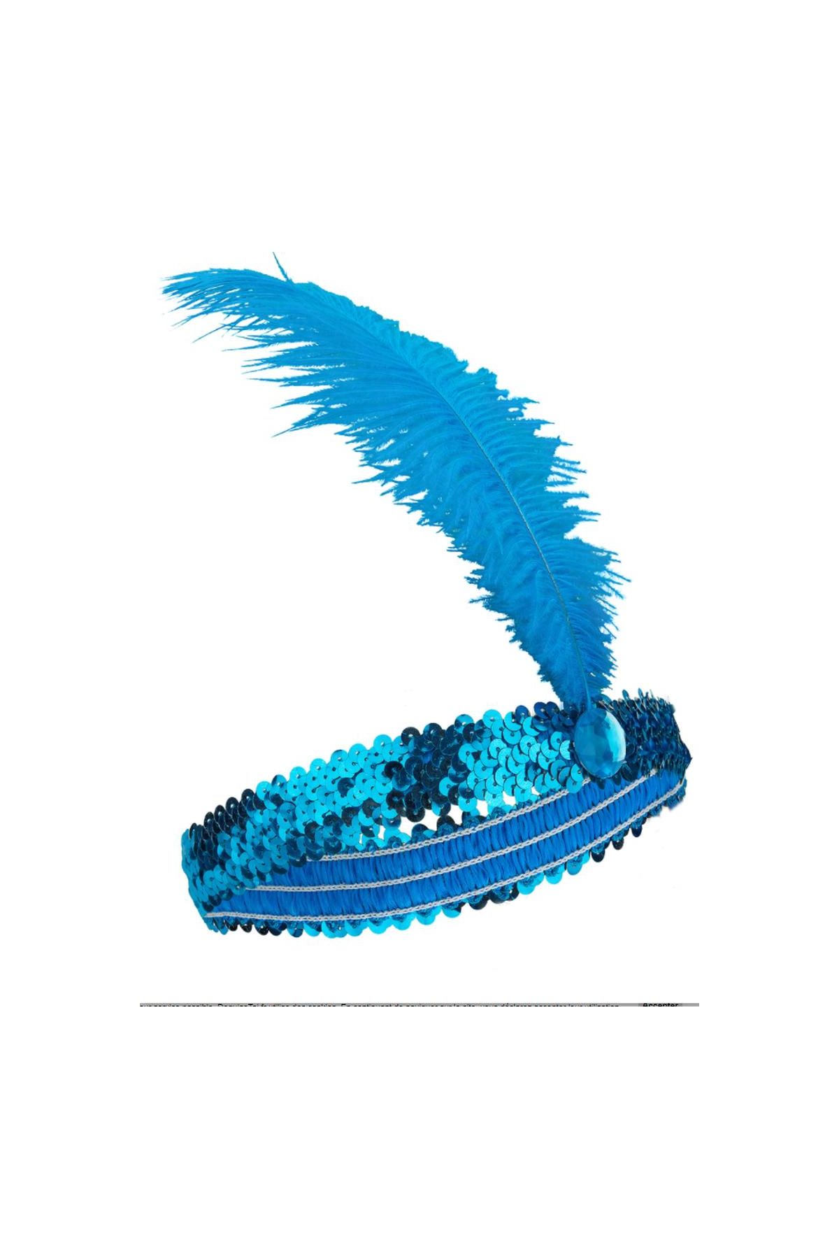 Mavi Renk Tüylü Çarliston Saç Bandı