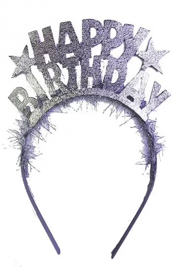 Gümüş Renk Happy Birthday Yazılı Eva Doğum Günü Parti Tacı