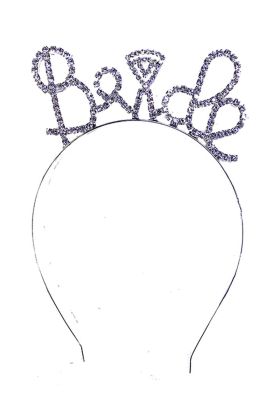 Kristal Taşlı Gümüş Renk Alyanslı Bride Tacı 12x17 cm