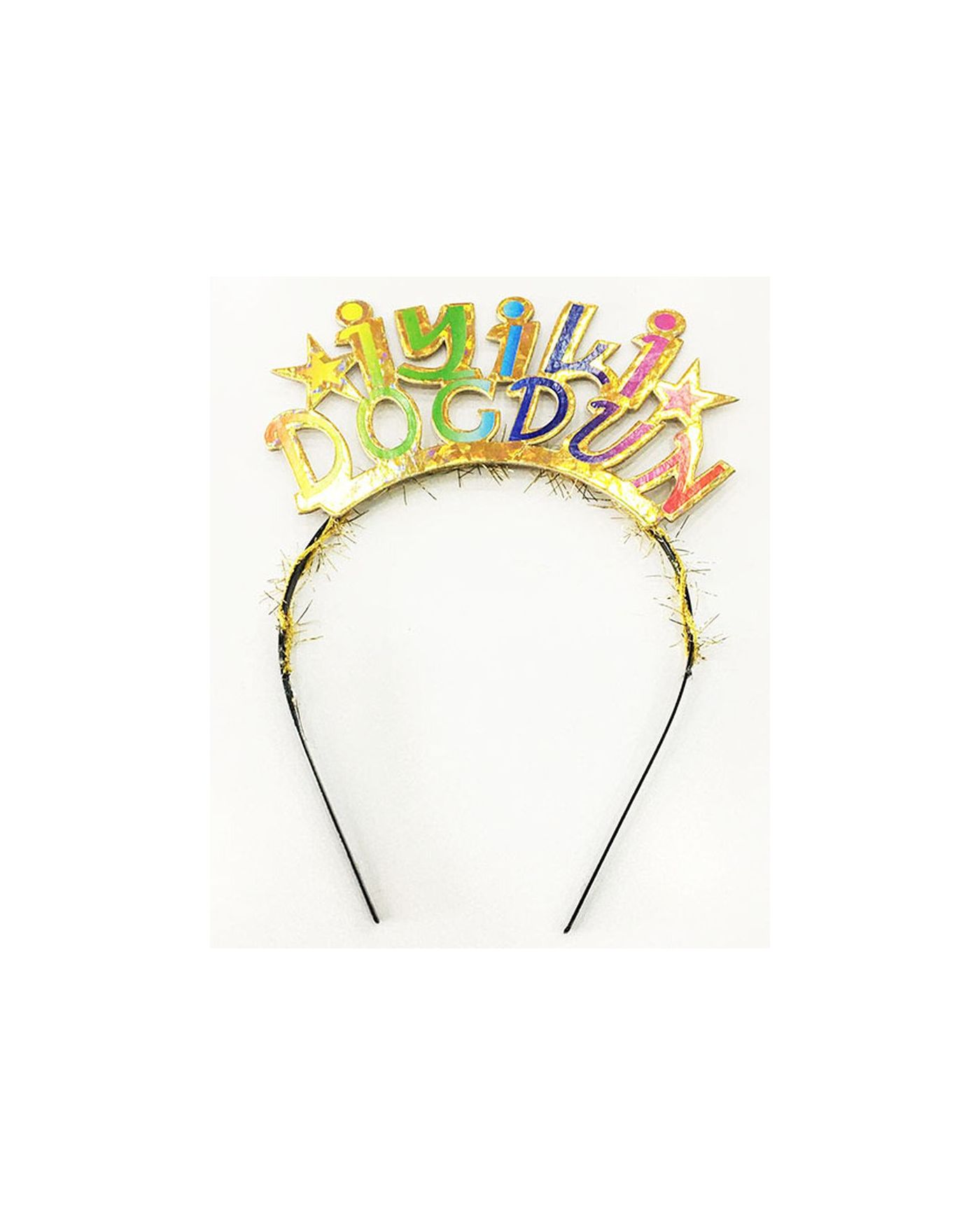 Rengarenk İyiki Doğdun Yazılı Altın Renk Unicorn Doğum Günü Tacı