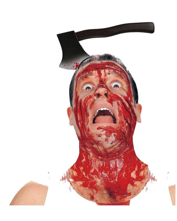 Kafaya Saplanmış Halloween Kanlı Balta Şaka Tacı