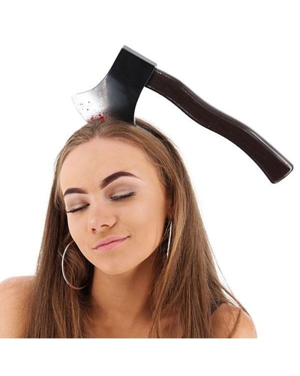 Kafaya Saplanmış Halloween Kanlı Balta Şaka Tacı