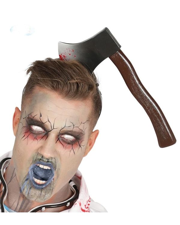 Kafaya Saplanmış Halloween Kanlı Balta Şaka Tacı