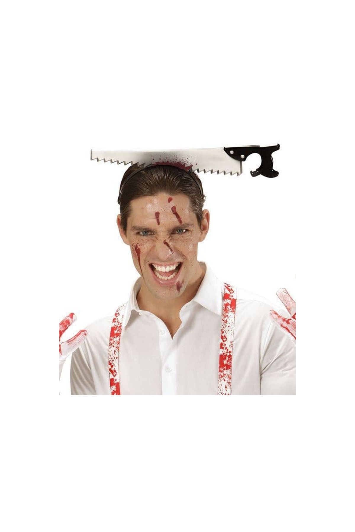 Kafaya Saplanmış Halloween Kanlı Testere Şaka Tacı