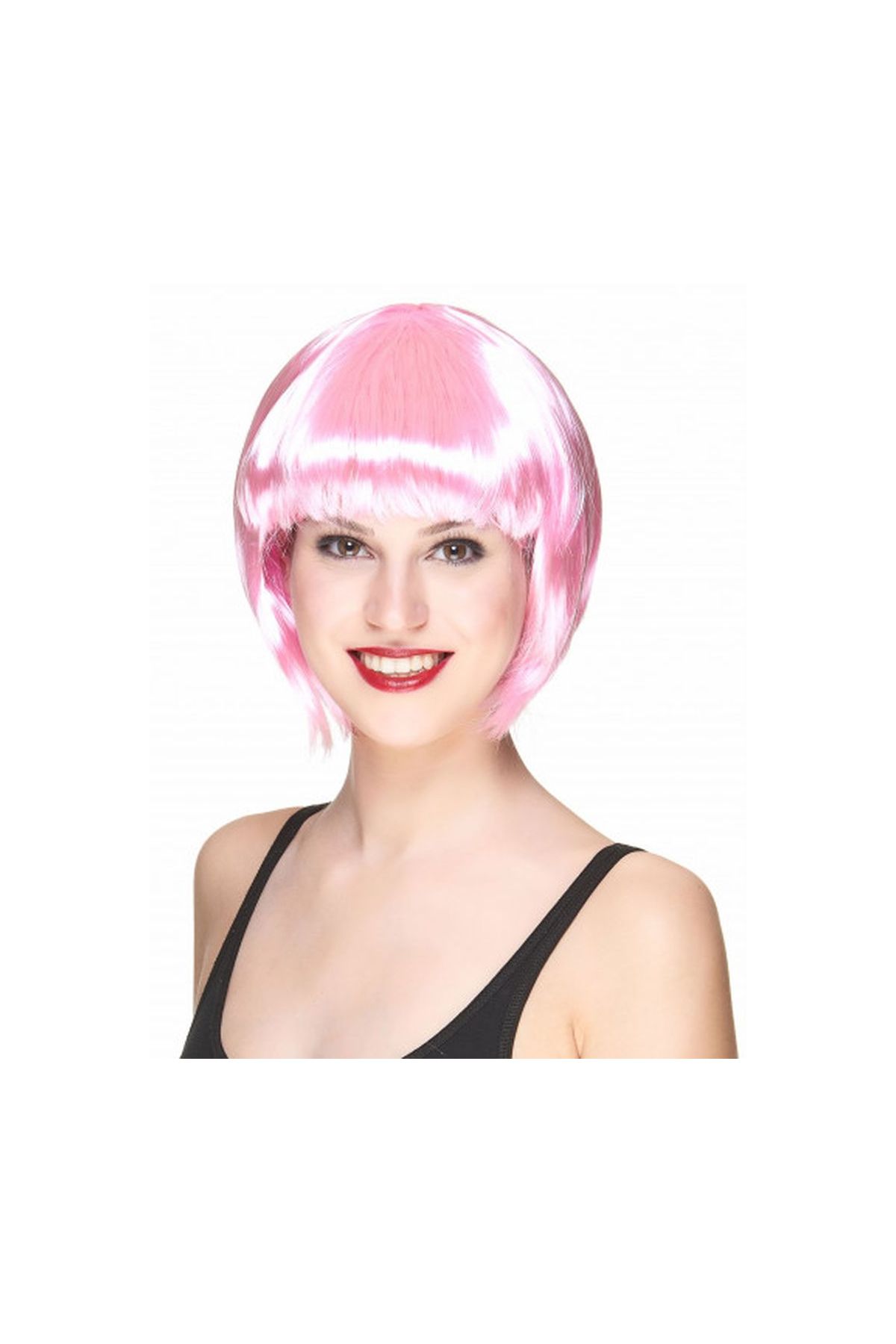 Soft Pembe Renk Parti Peruğu Küt Saç