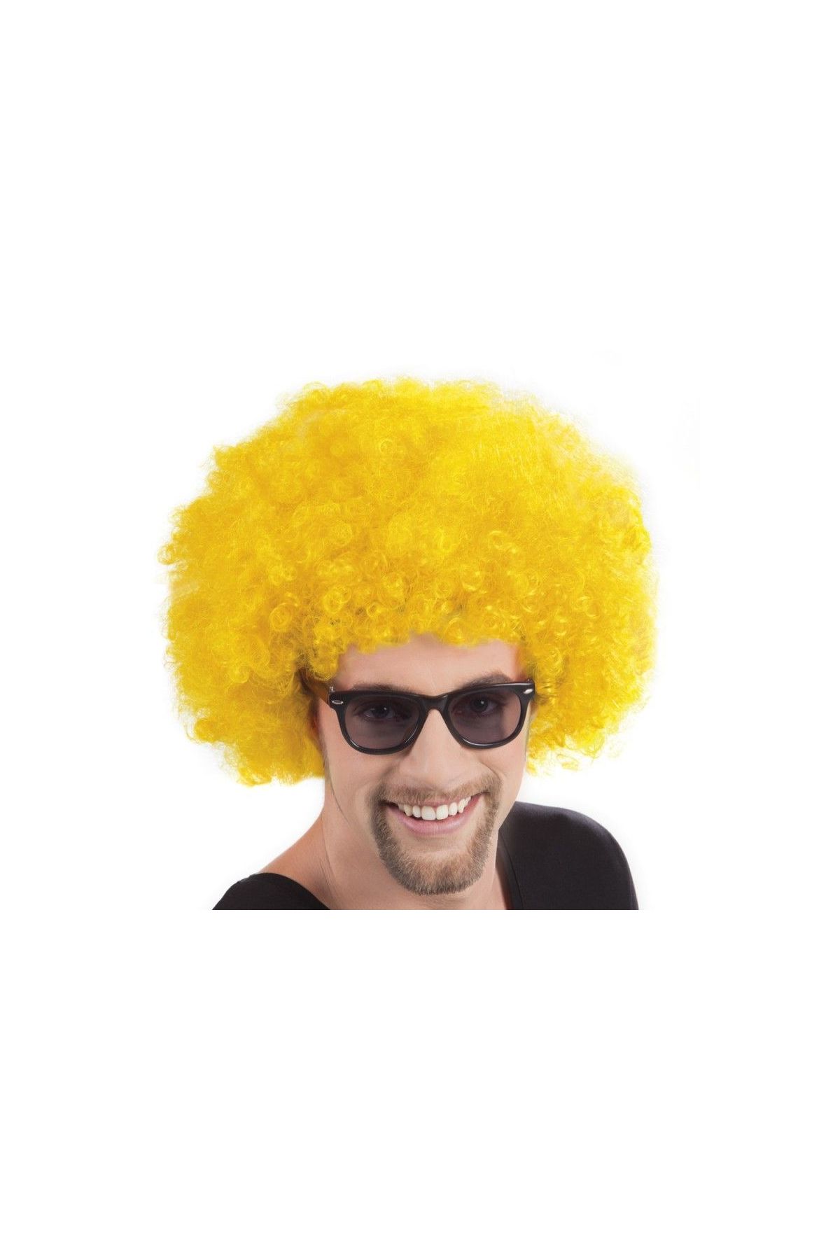 Sarı Renk Kıvırcık Afro Bonus Peruk